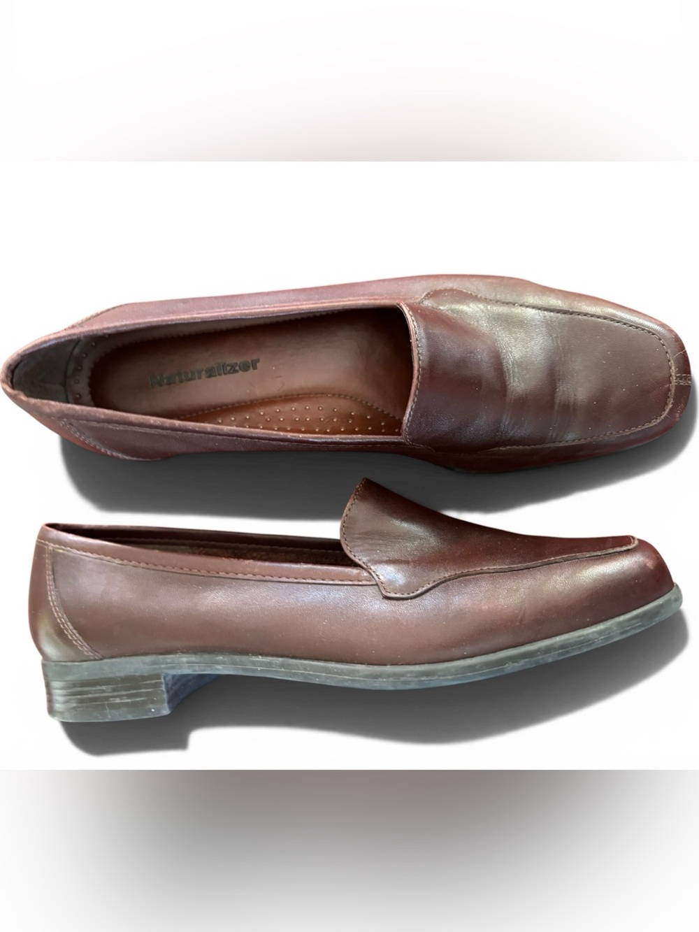 Naturalizer Brown Leather Low Block Heel Professional Loafers Size 9 Narrow
